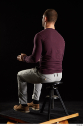 Whole Body Man White Shoes Sweatshirt Trousers Slim Sitting Studio photo references